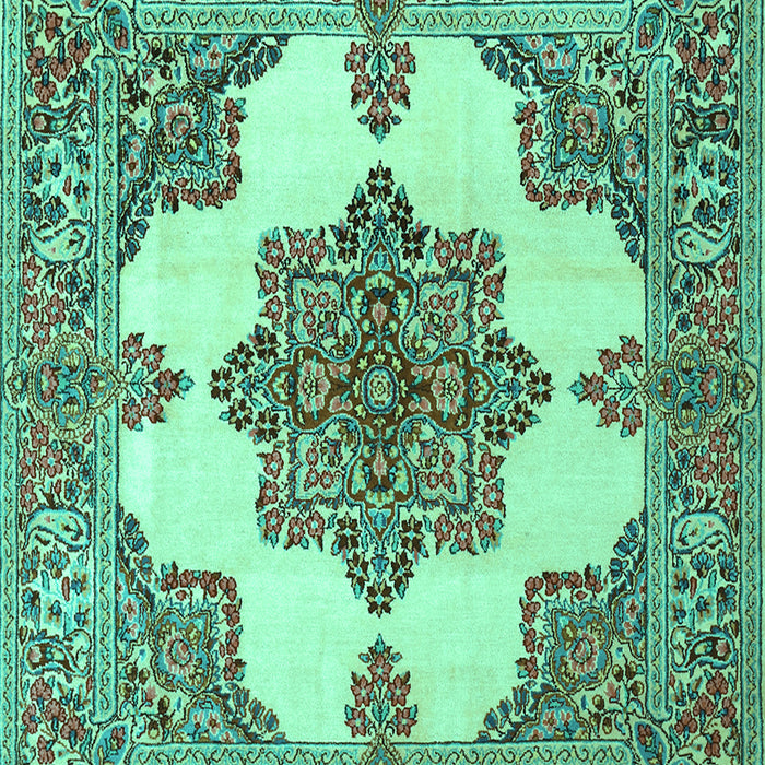 Machine Washable Medallion Turquoise Traditional Area Rugs, wshtr1600turq