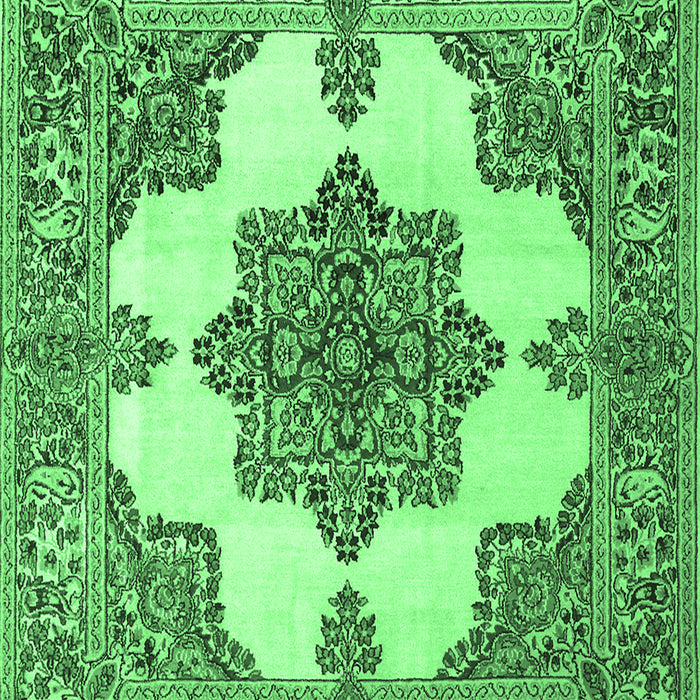 Machine Washable Medallion Emerald Green Traditional Area Rugs, wshtr1600emgrn