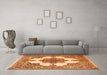 Machine Washable Medallion Orange Traditional Area Rugs in a Living Room, wshtr1600org