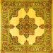 Square Medallion Yellow Traditional Rug, tr1600yw