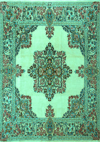 Medallion Turquoise Traditional Rug, tr1600turq