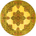 Round Medallion Yellow Traditional Rug, tr1600yw