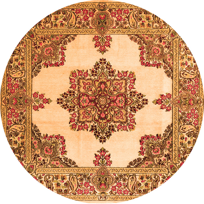 Machine Washable Medallion Orange Traditional Area Rugs, wshtr1600org