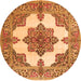 Machine Washable Medallion Orange Traditional Area Rugs, wshtr1600org