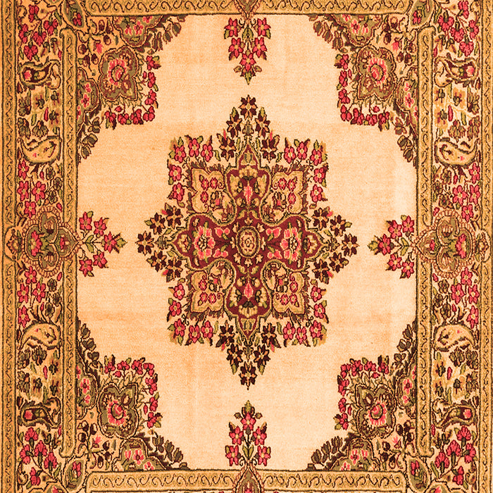 Serging Thickness of Machine Washable Medallion Orange Traditional Area Rugs, wshtr1600org