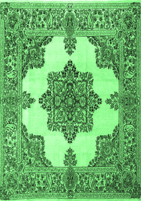 Medallion Emerald Green Traditional Rug, tr1600emgrn