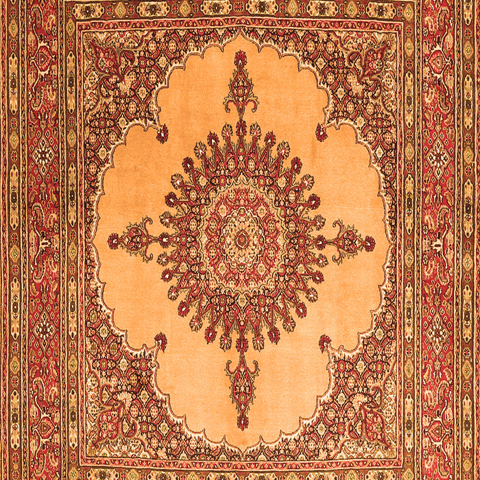Serging Thickness of Machine Washable Medallion Orange Traditional Area Rugs, wshtr1601org