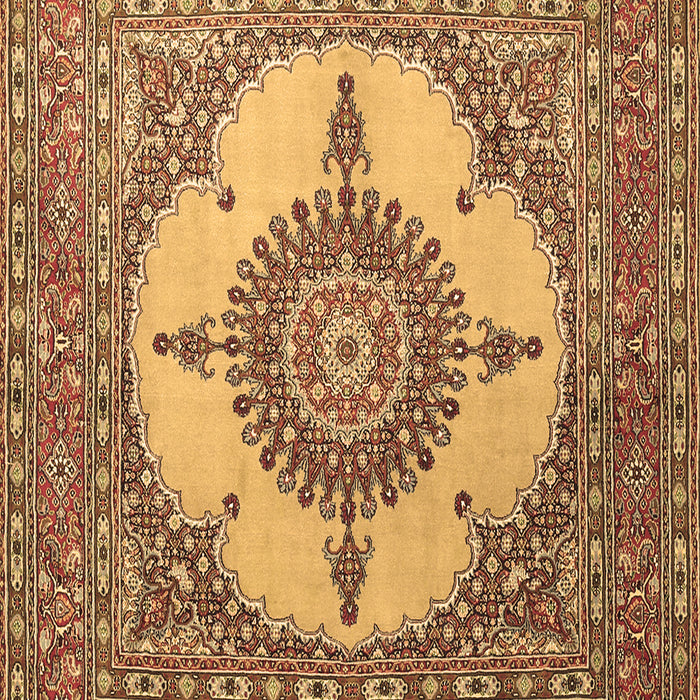 Machine Washable Medallion Brown Traditional Rug, wshtr1601brn