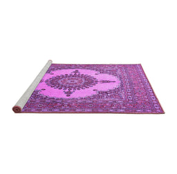 Sideview of Machine Washable Medallion Purple Traditional Area Rugs, wshtr1601pur