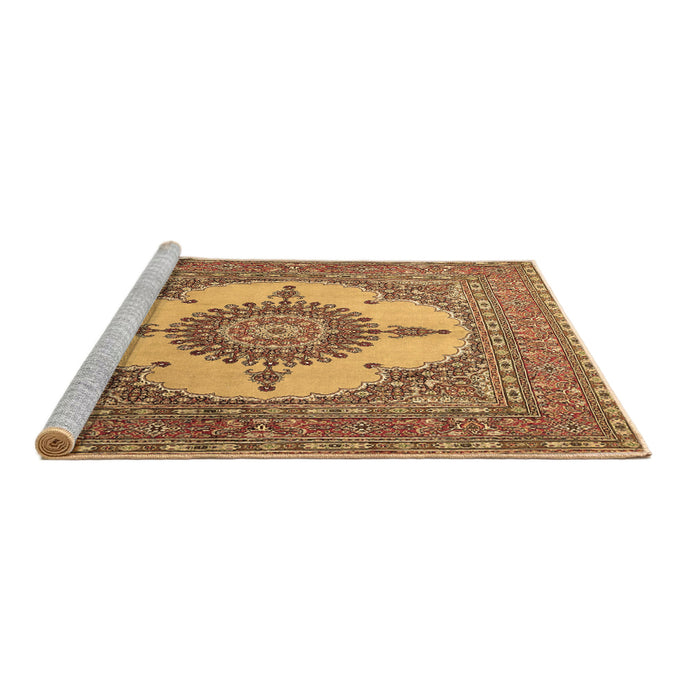 Sideview of Machine Washable Medallion Brown Traditional Rug, wshtr1601brn