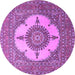 Round Machine Washable Medallion Purple Traditional Area Rugs, wshtr1601pur