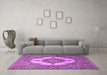 Machine Washable Medallion Purple Traditional Area Rugs in a Living Room, wshtr1601pur