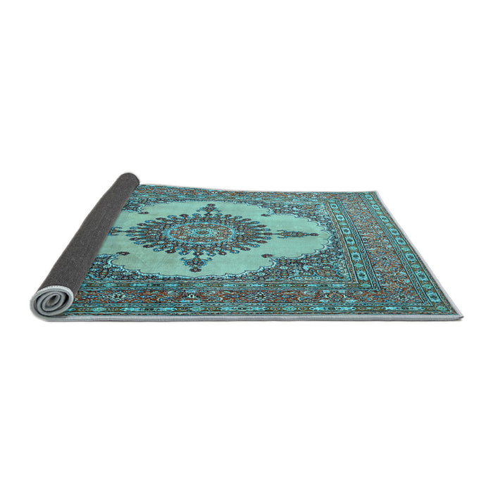 Sideview of Medallion Light Blue Traditional Rug, tr1601lblu