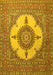 Machine Washable Medallion Yellow Traditional Rug, wshtr1601yw