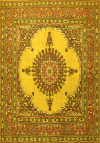 Medallion Yellow Traditional Rug, tr1601yw