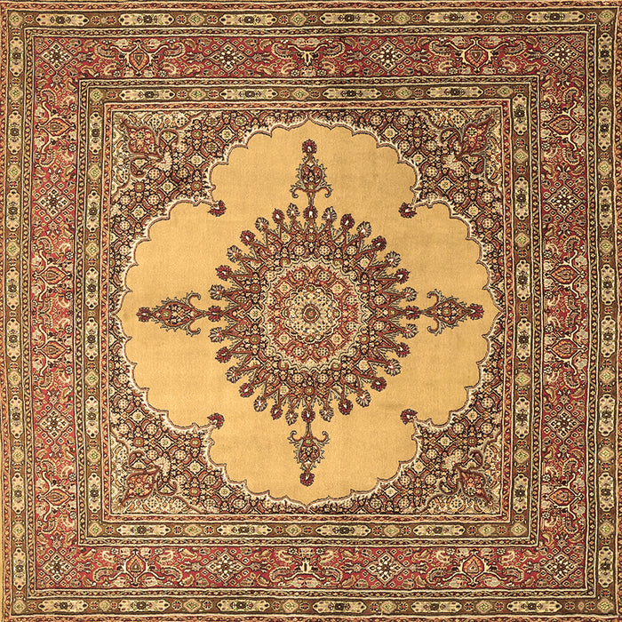 Square Machine Washable Medallion Brown Traditional Rug, wshtr1601brn