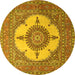 Round Medallion Yellow Traditional Rug, tr1601yw