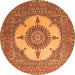 Square Medallion Orange Traditional Rug, tr1601org