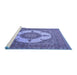 Sideview of Machine Washable Medallion Blue Traditional Rug, wshtr1601blu