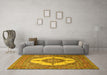 Machine Washable Medallion Yellow Traditional Rug in a Living Room, wshtr1601yw