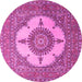 Round Medallion Pink Traditional Rug, tr1601pnk