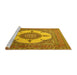 Sideview of Machine Washable Medallion Yellow Traditional Rug, wshtr1601yw