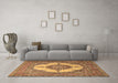 Machine Washable Medallion Brown Traditional Rug in a Living Room,, wshtr1601brn