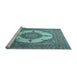 Sideview of Machine Washable Medallion Light Blue Traditional Rug, wshtr1601lblu