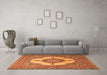 Machine Washable Medallion Orange Traditional Area Rugs in a Living Room, wshtr1601org