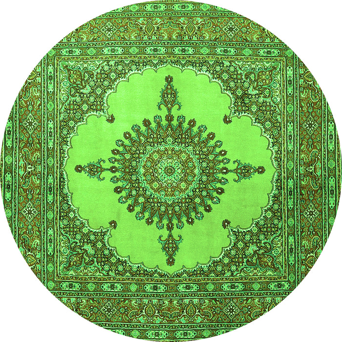 Square Medallion Green Traditional Rug, tr1601grn