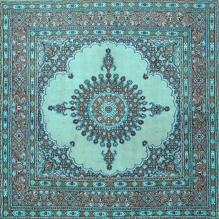 Square Medallion Light Blue Traditional Rug, tr1601lblu
