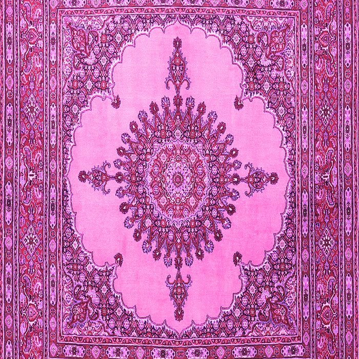 Machine Washable Medallion Pink Traditional Rug, wshtr1601pnk