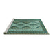 Sideview of Machine Washable Persian Turquoise Traditional Area Rugs, wshtr1602turq