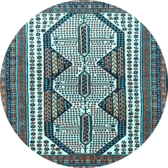 Round Machine Washable Persian Light Blue Traditional Rug, wshtr1602lblu