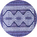 Round Persian Blue Traditional Rug, tr1602blu