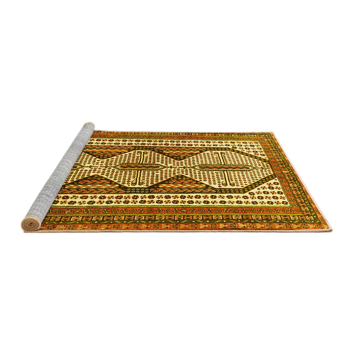 Sideview of Machine Washable Persian Yellow Traditional Rug, wshtr1602yw