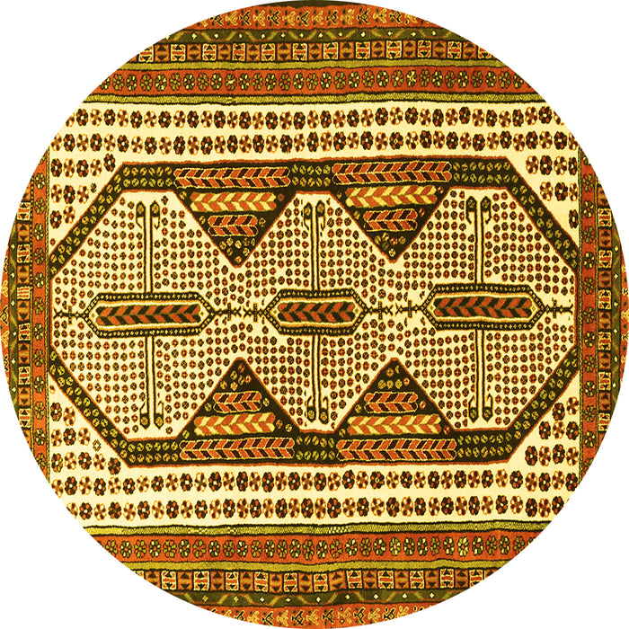 Round Persian Yellow Traditional Rug, tr1602yw