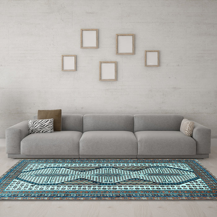 Machine Washable Persian Light Blue Traditional Rug in a Living Room, wshtr1602lblu