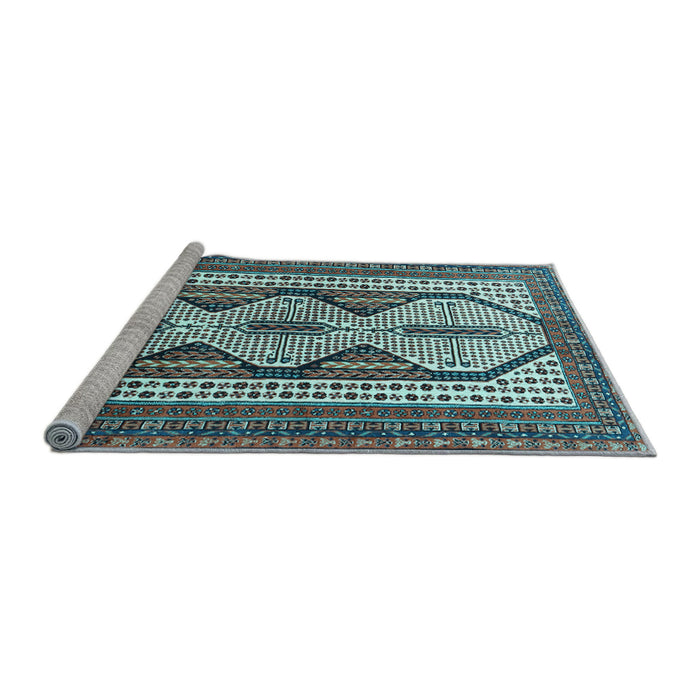 Sideview of Machine Washable Persian Light Blue Traditional Rug, wshtr1602lblu