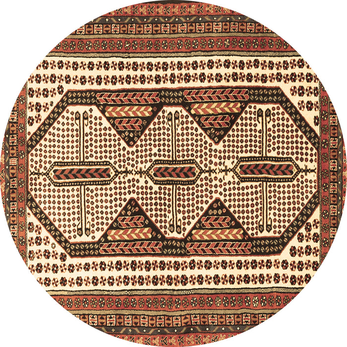 Round Persian Brown Traditional Rug, tr1602brn