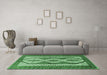 Machine Washable Persian Emerald Green Traditional Area Rugs in a Living Room,, wshtr1602emgrn