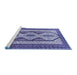 Sideview of Machine Washable Persian Blue Traditional Rug, wshtr1602blu