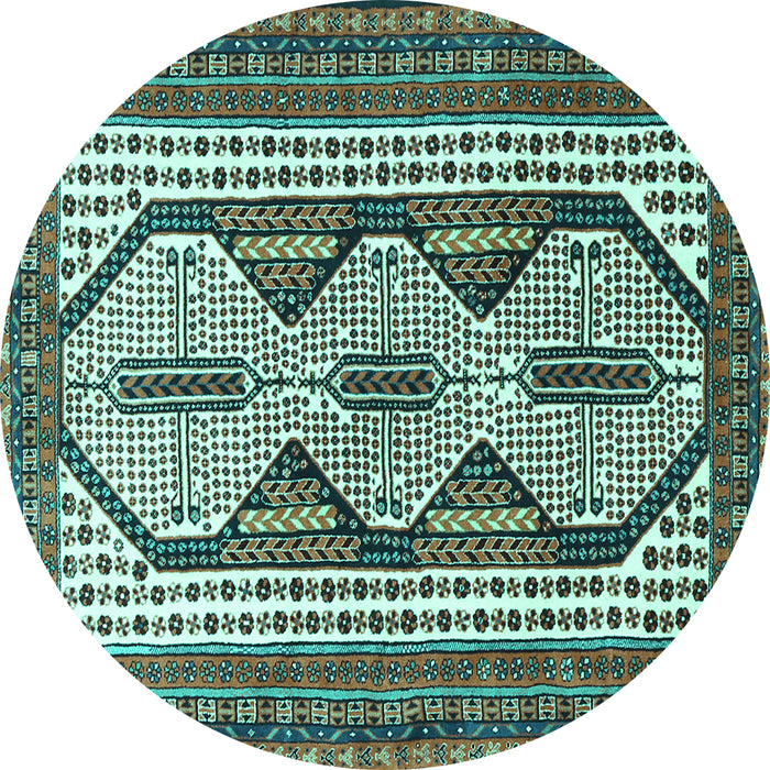 Round Persian Turquoise Traditional Rug, tr1602turq