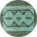 Round Persian Turquoise Traditional Rug, tr1602turq