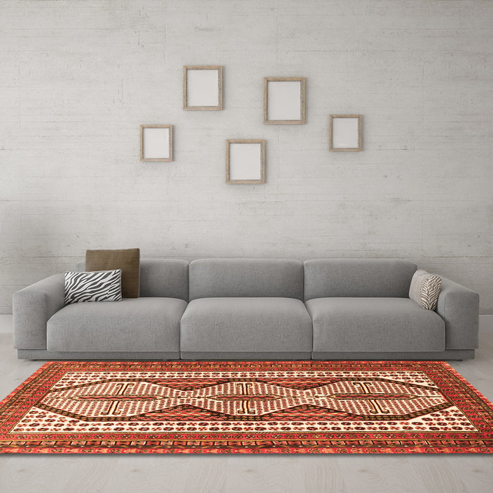 Machine Washable Persian Orange Traditional Area Rugs in a Living Room, wshtr1602org