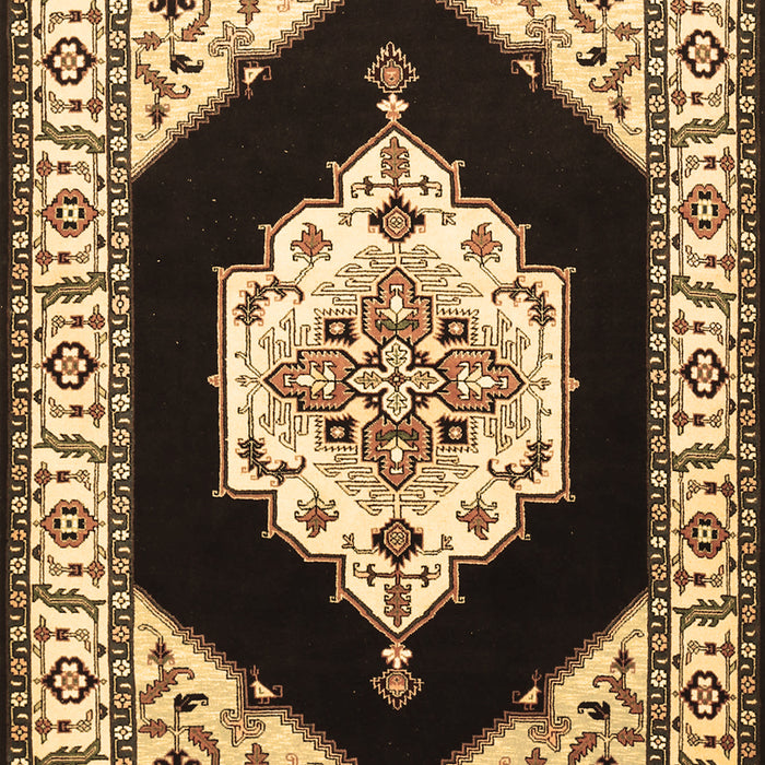 Machine Washable Medallion Brown Traditional Rug, wshtr1603brn