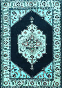 Medallion Light Blue Traditional Rug, tr1603lblu