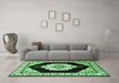 Machine Washable Medallion Emerald Green Traditional Area Rugs in a Living Room,, wshtr1603emgrn