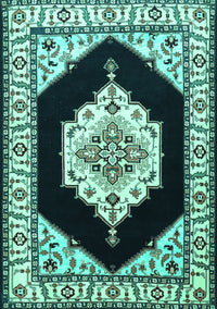 Medallion Turquoise Traditional Rug, tr1603turq