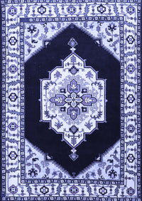 Medallion Blue Traditional Rug, tr1603blu